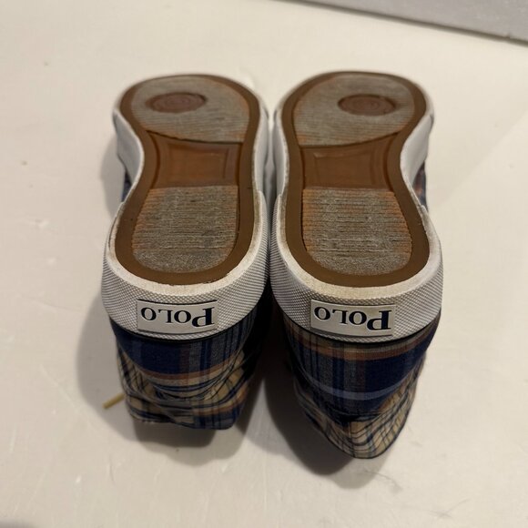 VINTAGE Polo Ralph Lauren Plaid High Top Sneakers Shoes Mens Size 10.5 Madras - Picture 11 of 13